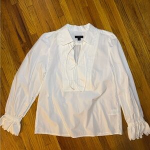 J. Crew White 100% Cotton Long sleeve Lightweight Top